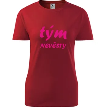 Dámské tričko Červené dámské tričko tým nevěsty dámské - barva červená - velikost L