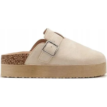 Dámská obuv Semišové Nazouváky na platformě Dámské s korkem Elegantní béžové 38