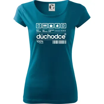 Čárový kód důchodce - Dámské triko Pure - XS ( Petrolejová )