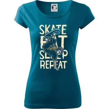 Dámské tričko Skate Eat Sleep Repeat - Dámské triko Pure - S ( Petrolejová )