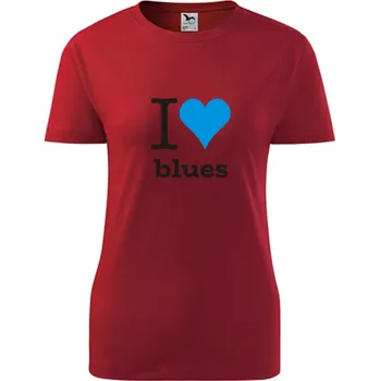 Dámské tričko Červené dámské tričko I love blues - barva červená - velikost M