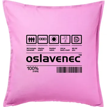 Polštář Čárový kód - Oslavenec - Polštář 50x50 - 50x50 - Pouze potah ( Růžová )
