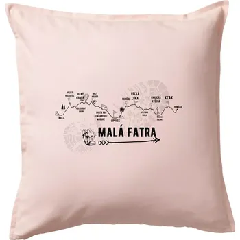 Polštář Profil kopca - Malá fatra - Polštář 50x50 - 50x50 - Včetně výplně ( Světle růžová )