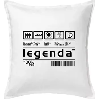 Polštář Čárový kód - Legenda - Polštář 50x50 - 50x50 - Včetně výplně ( Bílá )