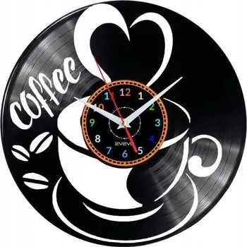 Hodiny Nástěnné hodiny s motivem kávy - dekorativní, moderní, vinylová deska - dárek
