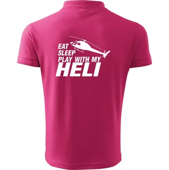 Pánská košile Eat Sleep Play With My Heli - Polokošile pánská Pique Polo 203 - 5XL ( Purpurová )