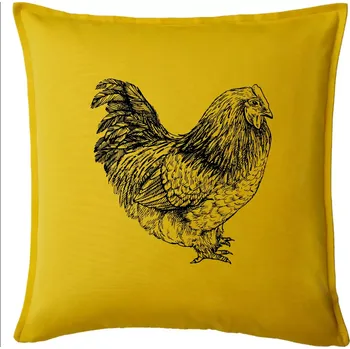 Polštář Slepice černobílá - Polštář 50x50 - 50x50 - Pouze potah ( Žlutá )