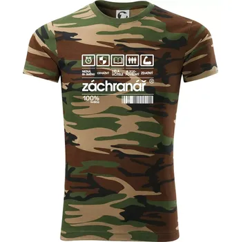 Pánské tričko Čárový kód záchranář - Army CAMOUFLAGE - S ( Hnědý maskáč )