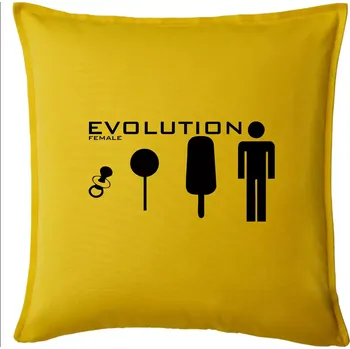 Polštář Evoluce ženy - Polštář 50x50 - 50x50 - Pouze potah ( Žlutá )