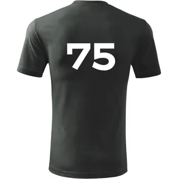 Grafitové tričko s číslem 75 - na fotbal - fotbalové tričko - barva antracit - velikost XL
