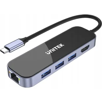 USB hub Unitek Hub USB-C 3.1 s RJ-45, 3x USB-A, HDMI 4K a PD 100W