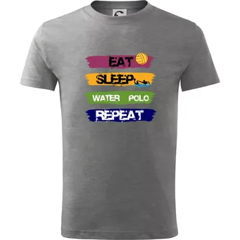 Eat sleep watter polo barevné - Tričko dětské bavlněné - 98 cm / 2 roky ( Tmavě šedý melír )