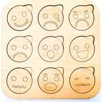 Dřevěná hračka Pocity, dřevěné puzzle, dětské emoce