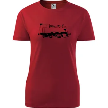 Dámské tričko Červené dámské tričko s obrázkem parní lokomotivy 213 - barva červená - velikost L