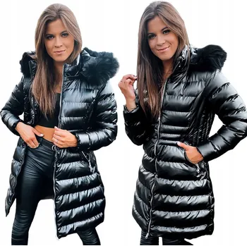 Dámská bunda DÁMSKÁ ZIMNÍ PROŠÍVANÁ BUNDA S KAPUCÍ ČERNÁ ty2947 - M