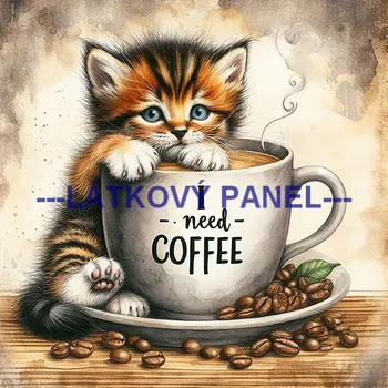 Látkový panel - Kočka - KČ-200 Velikost: 25x25cm, Materiál: Bavlna