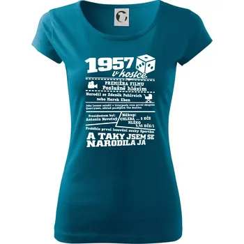 Dámské tričko 1957 v kostce - Dámské triko Pure - XS ( Petrolejová )