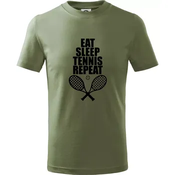 Eat sleep tennis - Tričko dětské bavlněné - 104-110cm / 3-4 roky ( Khaki )