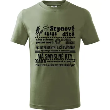 Chlapecké oblečení Narozeniny srpen - Tričko dětské bavlněné - 158 cm/12 let ( Khaki )