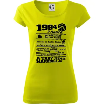 Dámské tričko 1994 v kostce - Dámské triko Pure - S ( Limetková )