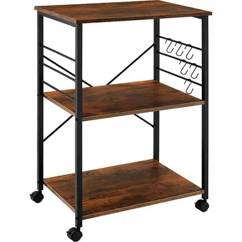 TecTake Servírovací vozík Rugby 65,5 × 45,5 × 88,5 cm - Industrial tmavé dřevo