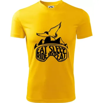 Chlapecké tričko Eat sleep ride repeat - hory - Dětské triko sportovní (dresovina) - 158 cm/12 let ( Žlutá )