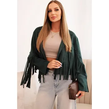 Dámská casual bunda Kesi Włoski Dámská bunda s třásněmi z semiše tmavě zelená Kesi Włoski zelená 3384945