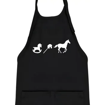 Kuchyňská zástěra Evoluce koně - Dětská zástěra na vaření - Univerzální velikost ( Černá )
