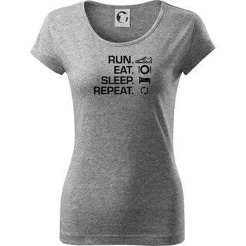Dámské tričko Run eat sleep repeat - Dámské triko Pure - XS ( Tmavě šedý melír )