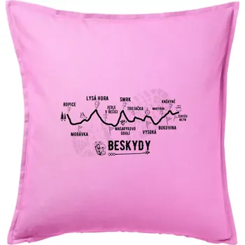 Polštář Profil Beskydy - Polštář 50x50 - 50x50 - Pouze potah ( Růžová )