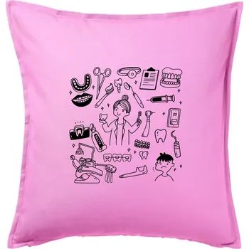 Polštář Veselá zubařka - Polštář 50x50 - 50x50 - Pouze potah ( Růžová )