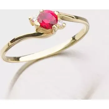 Prsten Dámský prsten žluté zlato 585 zirkon rubín a 351-0106Č velikost 60