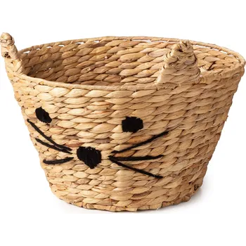 Compactor dětský koš na hračky FABBLE M - Kočka, z vodního hyacintu, 35 x 23 x 26 cm