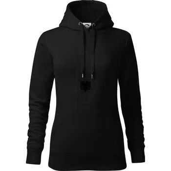 Dámská mikina Albánie obrys mapa - Mikina dámská Cape s kapucí - L ( Černá )