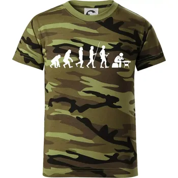 Evoluce šachy - Dětské maskáčové triko - 146 cm/10 let ( Zelený maskáč )