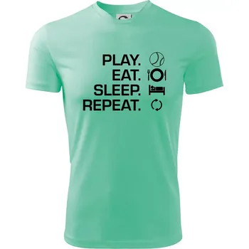 Chlapecké oblečení Play Eat Sleep Repeat tenis - Dětské triko sportovní (dresovina) - 146 cm/10 let ( Mátová )