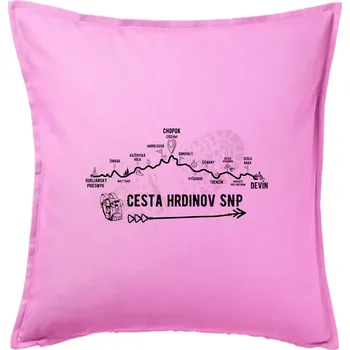 Polštář Profil Cesta hrdinov SNP - Polštář 50x50 - 50x50 - Pouze potah ( Růžová )