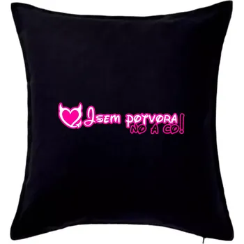 Polštář Jsem potvora, no a co! - Polštář 50x50 - 50x50 - Pouze potah ( Černá )