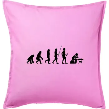 Polštář Evoluce šachy - Polštář 50x50 - 50x50 - Včetně výplně ( Růžová )