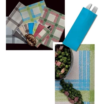 Papírový ubrousek INFIBRA Papírová kapsička na příbory modrá s bílým ubrouskem - 125ks