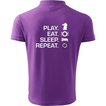 Pánská košile Eat sleep play - šachy - Polokošile pánská Pique Polo 203 - S ( Fialová )