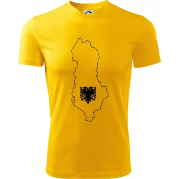 Chlapecké tričko Albánie obrys mapa - Dětské triko sportovní (dresovina) - 122 cm/6 let ( Žlutá )