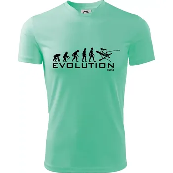 Chlapecké tričko Evoluce lyžování - Dětské triko sportovní (dresovina) - 134 cm/8 let ( Mátová )