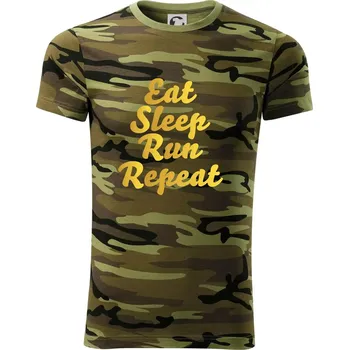 Pánské oblečení Eat sleep run zlatá - Army CAMOUFLAGE - L ( Zelený maskáč )
