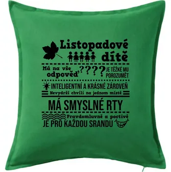 Polštář Narozeniny listopad - Polštář 50x50 - 50x50 - Pouze potah ( Středně zelená )