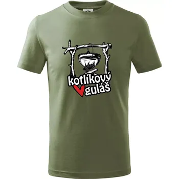 Kotlíkový guláš - Tričko dětské bavlněné - 158 cm/12 let ( Khaki )