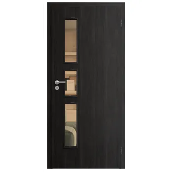 Interiérové dveře SAPELI ELEGANT KOMFORT M33 - CPL LAMINÁT - OTOČNÉ DVEŘE VČ. ZÁRUBNĚ - Ořech královský Průchozí šířka (cm): 120, Průchozí výška (cm): 197, Typ skla: Planibel bronz