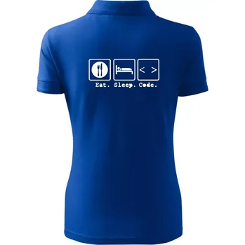 Eat sleep Code - Polokošile dámská Pique Polo - S ( Královská modrá )