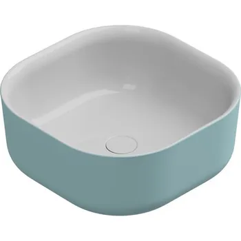 Umyvadlo Umyvadlo na desku Hit, keramické, dvoubarevné , 42x42 cm, HILAVQU42BI000037