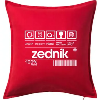 Polštář Čárový kód zedník - Polštář 50x50 - 50x50 - Včetně výplně ( Červená )